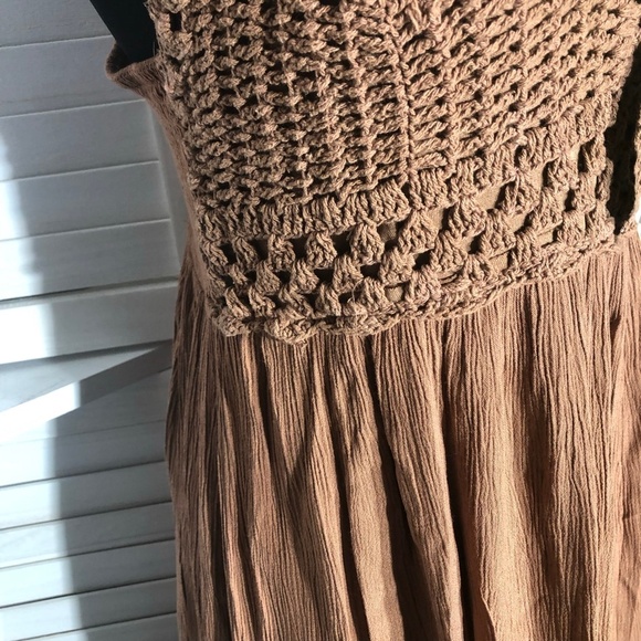 Vintage Y2K Crochet Midi Sundress Brown Size Medium - Picture 7 of 9